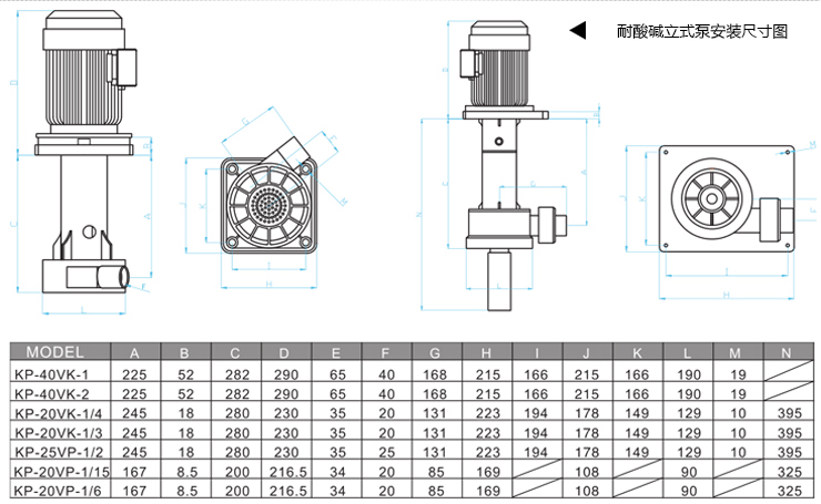 1KP立式泵安裝尺寸圖